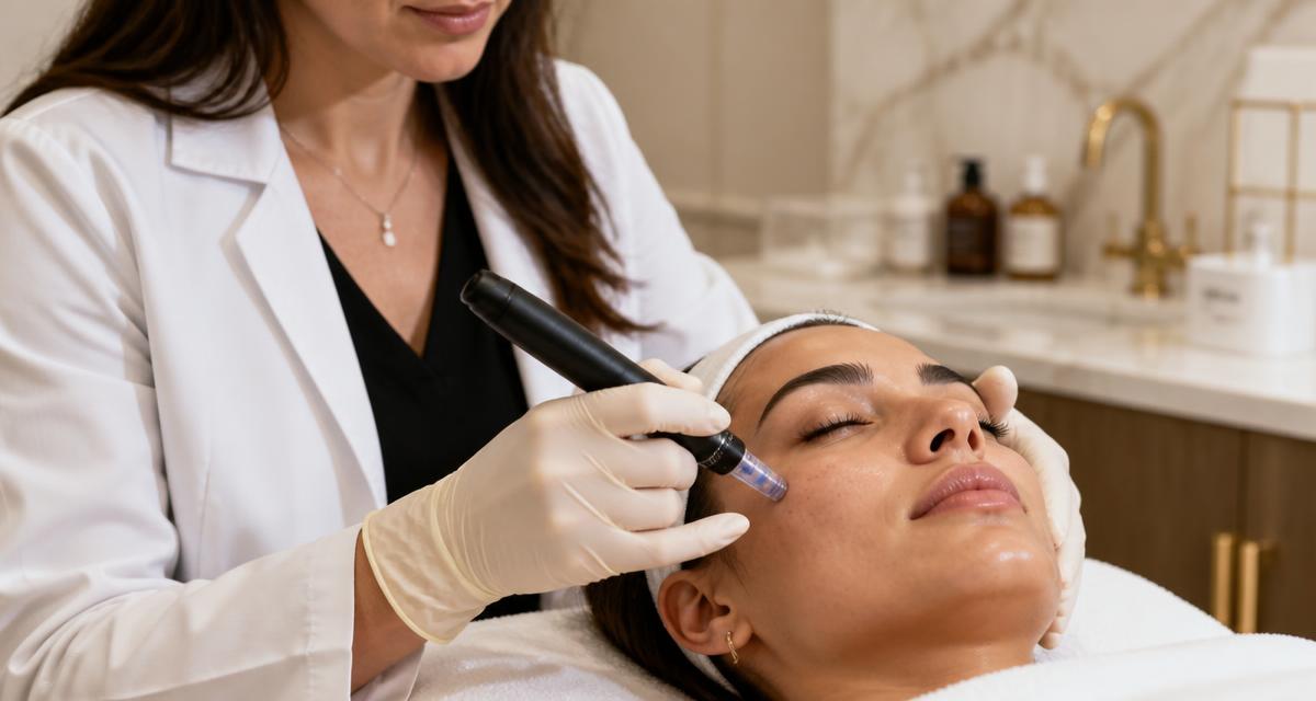 A client receiving a luxury professional skincare treatment at a medical spa in Brickell, Miami.