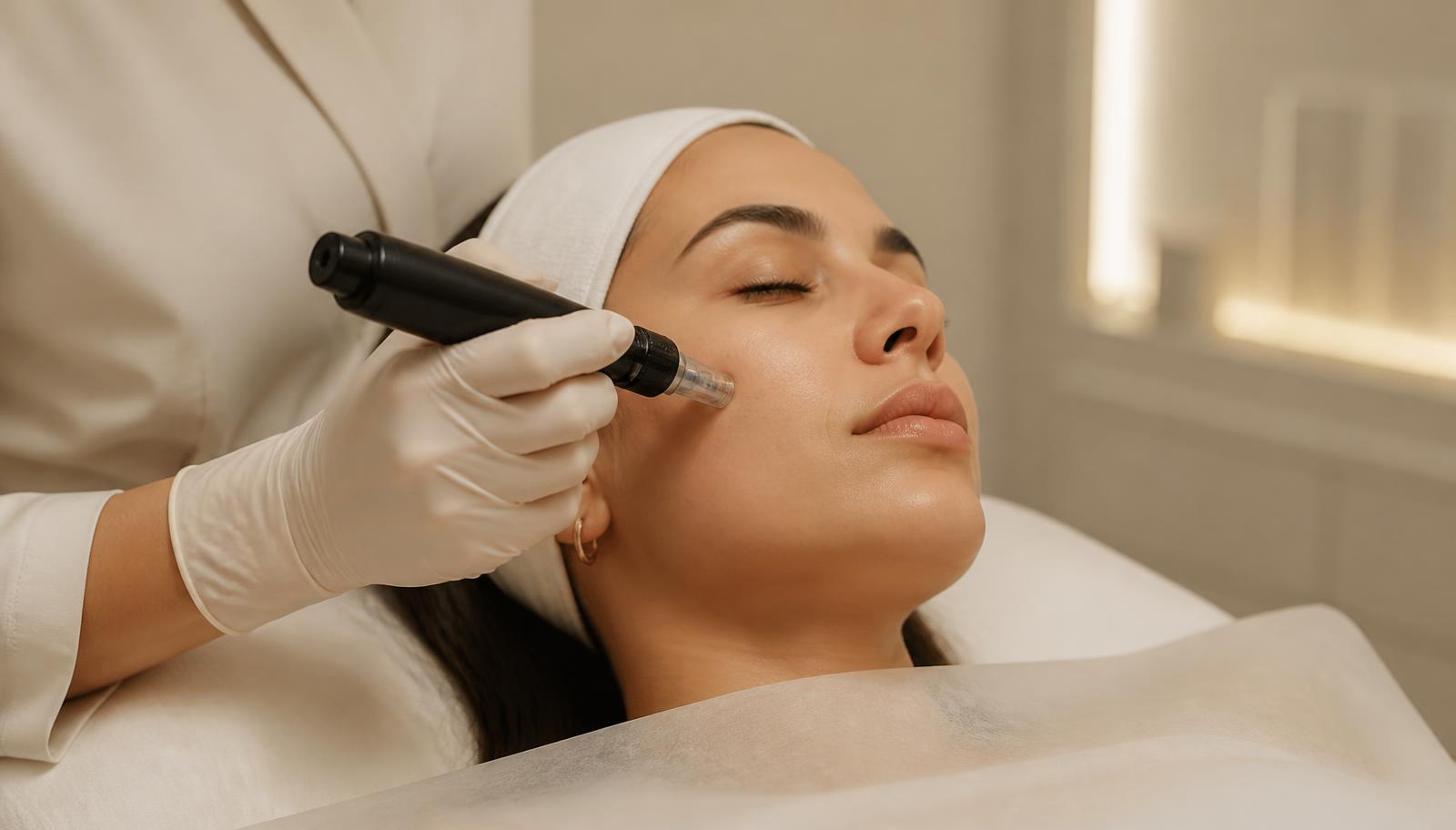 Illustrative image: Smooth radiofrequency skin tightening handpiece applying gentle heat to target tissue