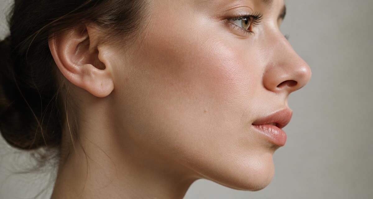 Illustrative image: profile of a woman's cheek and jawline in soft natural light.