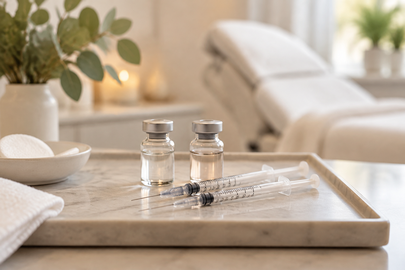 Illustrative image: Aesthetic practitioner conducting a custom facial evaluation for injectable treatments in a modern Miami clinic