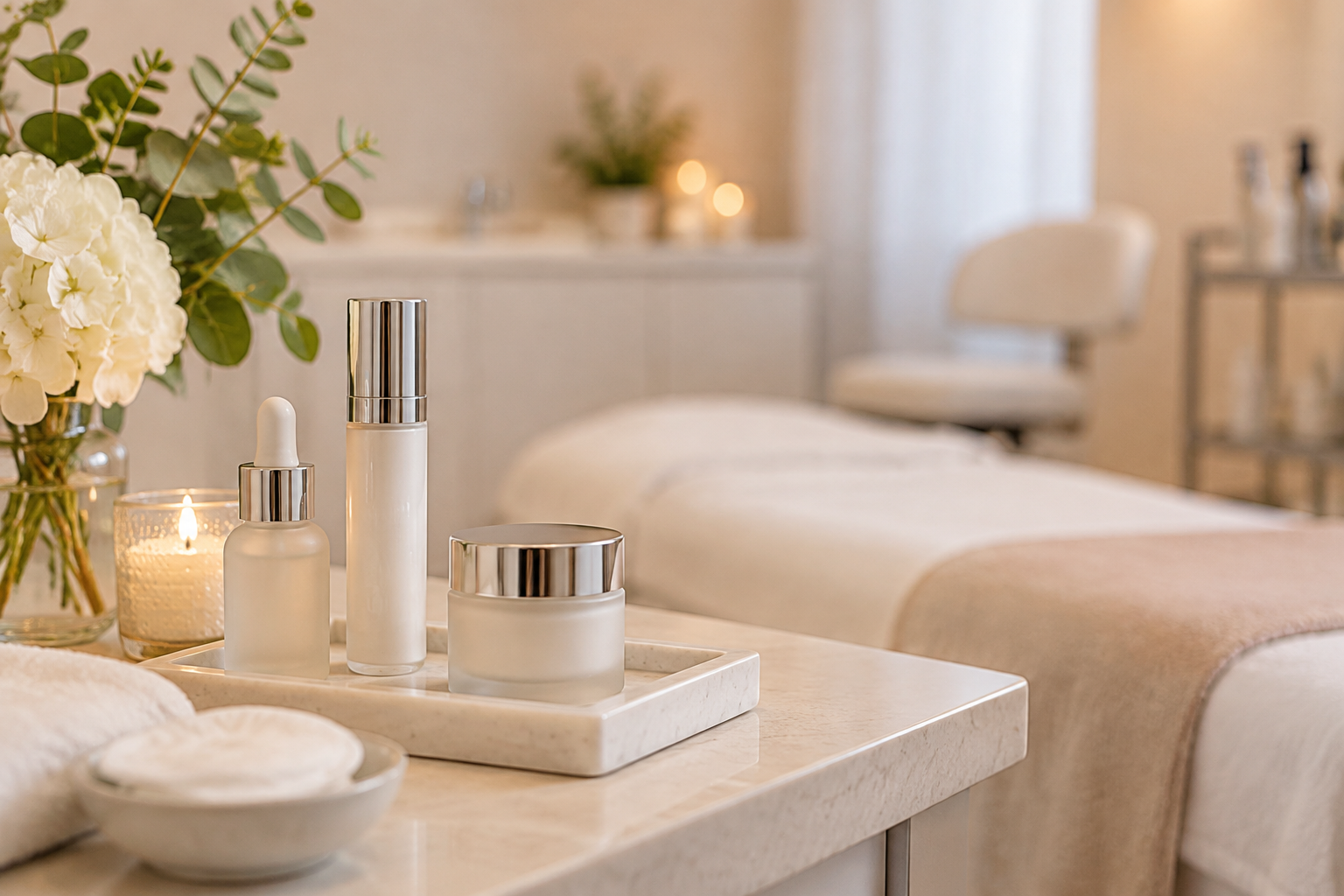 Illustrative image: A woman applying hydrating serum to her glowing skin during a luxurious skincare routine