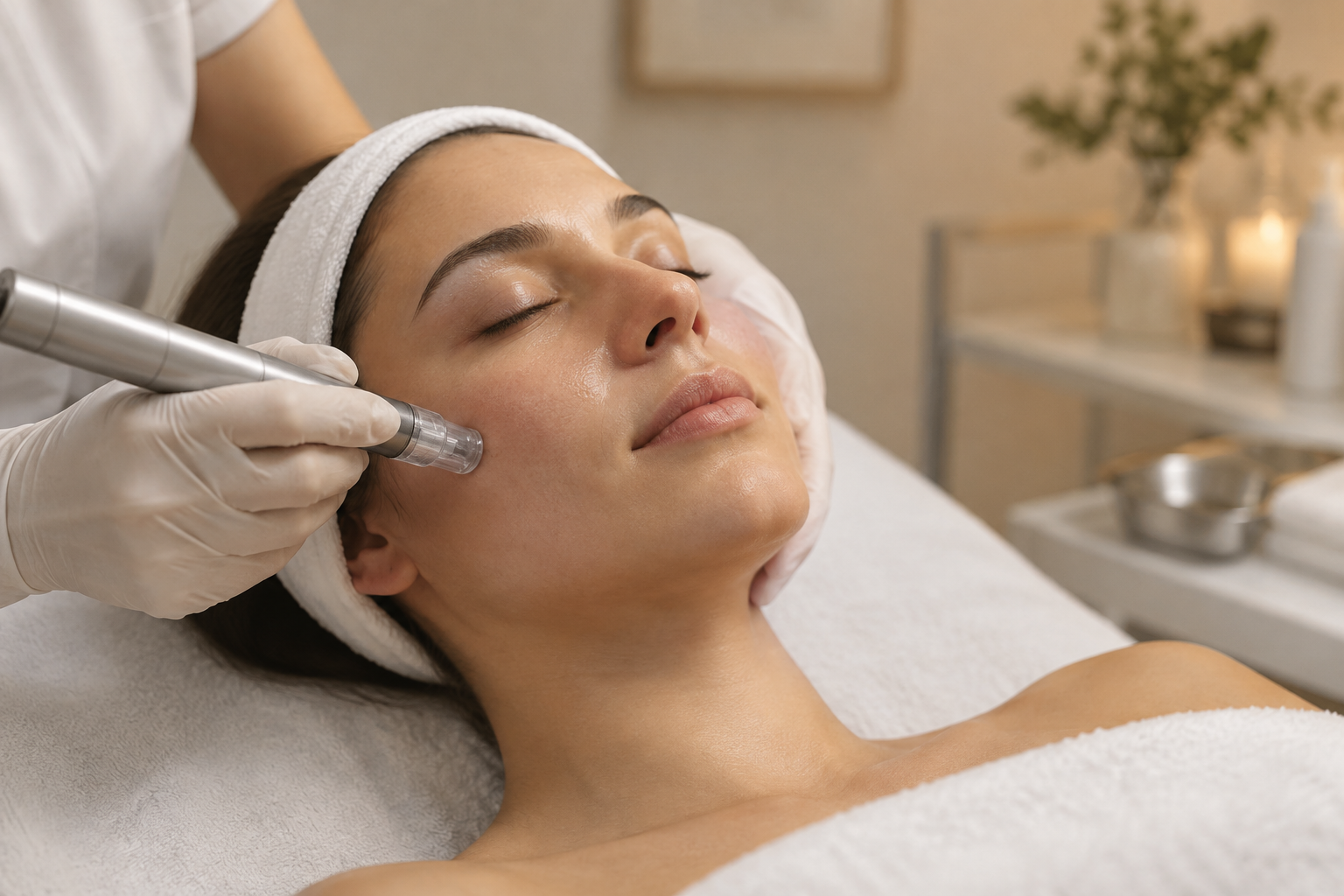 Illustrative image: A client enjoying a glowing skin consultation at a luxury medical spa