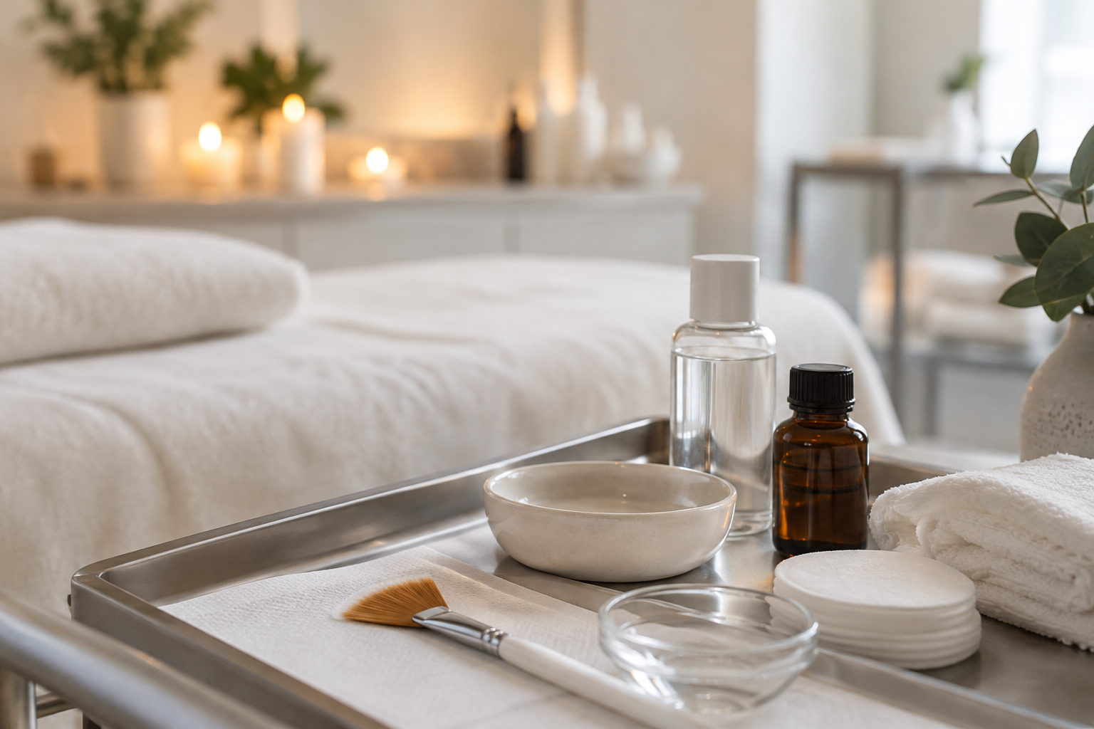 Illustrative image: A client receiving a skin consultation before a chemical peel