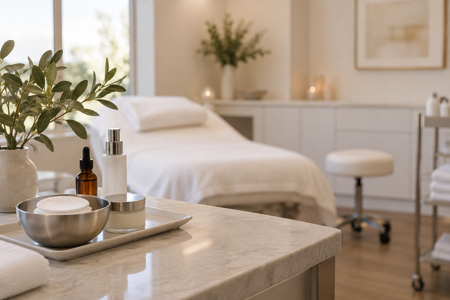 Illustrative image: A serene treatment room at a luxury medical spa